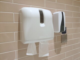 Toilet paper and disinfectant spray for customer service in public toilets in shopping malls