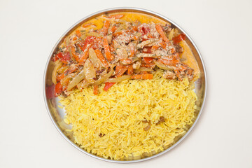 basmati rice plate with vegetables 