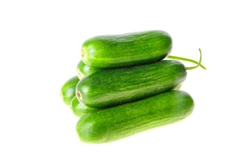 Six green cucumbers pyramid