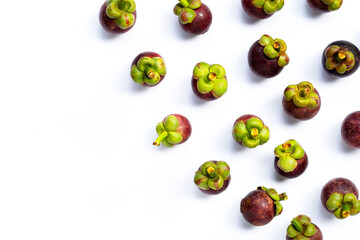 Mangosteen on white background.