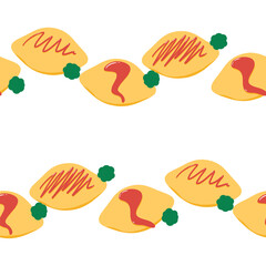 オムライス　シームレスパターン　ホワイトC