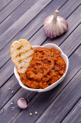 Vegetable pate in a ceramic dish