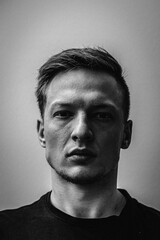 Portrait of a young man in Black and White