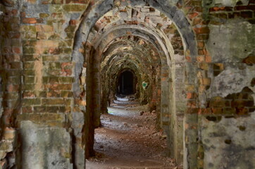 Fototapeta na wymiar Photo of the corridor inside old fortress