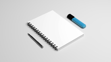 Blank white stationery on white background.
