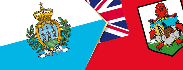 San Marino and Bermuda flags, two vector flags.