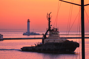 Fototapeta premium sunset in the port