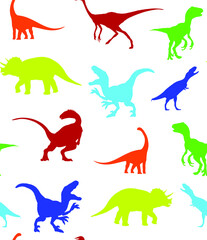 Abstract Hand Drawing Dinosaurs Repeating Vector Pattern Isolated Background