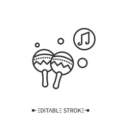 Maracas line icon. Shaker rumba or chac-chac. Traditional Latin rattle musical instrument.Classical, ethnic and contemporary music. Music from different countries.Isolated editable vector illustration