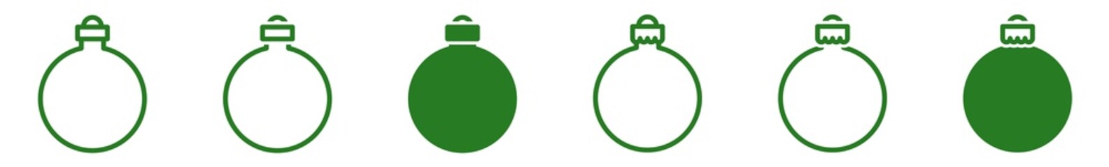Christmas Balls Icon Green | Fir Tree Ball Illustration | Advent Symbol | Xmas Logo | December Decoration Sign | Isolated | Variations