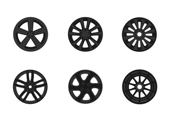 Vector car wheel disks, set of different rims icons