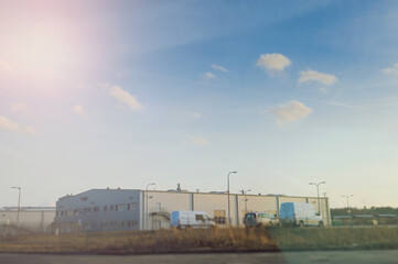 Modern industrial building over blue sky