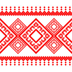 Belarusian national ornament. Slavic red and white colors. Seamless pattern. Vector illustration for web design or print.