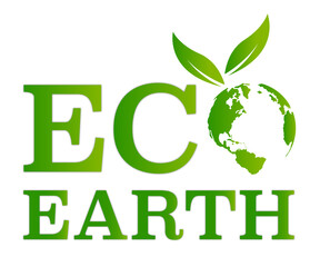 Text with Planet Earth and plant logo design. Vector