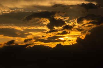 colorful dramatic sky with cloud at sunset