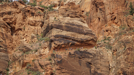 Navajo Sandstone Mountain Cliffs on the Angels Landing Hike in Zion National Park, Utah, USA.