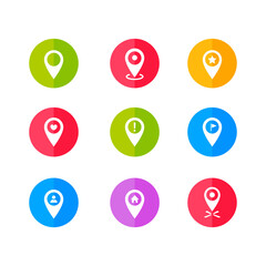 Set of icons for location and map indication