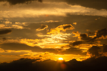 colorful dramatic sky with cloud at sunset