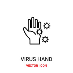 virus icon vector symbol. hand symbol icon vector for your design. Modern outline icon for your website and mobile app design.