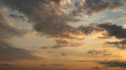 colorful dramatic sky with cloud at sunset