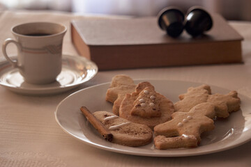Christmas cookies with a cup of coffee
