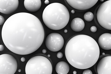 White muffled spheres of different diameters. Abstract background.
