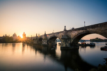 Fototapeta na wymiar view of Charles Bridge at sunrise, Prague