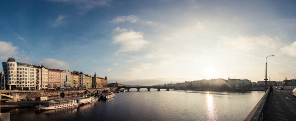 Naklejka premium prague panoramic view on vltava