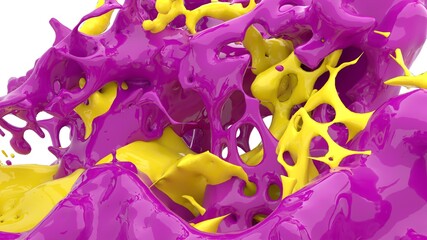 3D render, Green and Black liquids Splash, Abstract fluid background