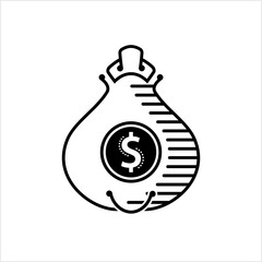 Dollar Bag Icon, Money Bag Icon, Bag Filled With Dollar Bill