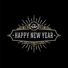 Happy New Year Frame 2021 Black Vector illustration
