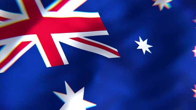 Realistic looping 3D animation of the national flag of Australia rendered in UHD