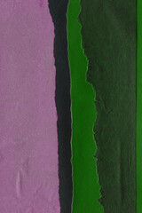 Colorful torn paper collage close-up. Texture made from various paper and cardboard parts. Damaged old paper background. Vintage blank wallpaper. Material design backdrop.