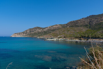 Fototapeta na wymiar view of the sea and mountains in Corsica