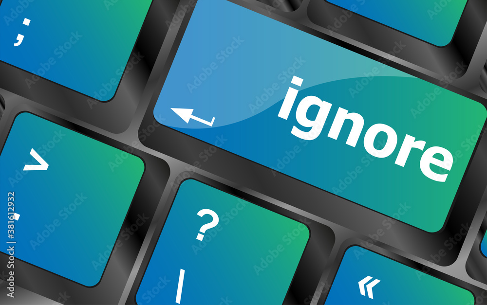 Poster ignore button on a computer keyboard keys