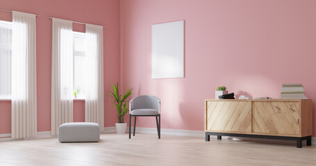 Mock up poster frame in living room..