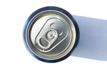 beer can on white background, view from the top