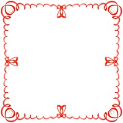 Red frame on a white background. Border design illustration. White square frame with red border. Decorative Design for weddings and Christmas.
