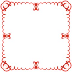 Red frame on a white background. Border design illustration. White square frame with red border. Decorative Design for weddings and Christmas.