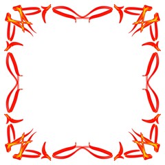 Red frame on a white background. Border design illustration. White square frame with red border. Decorative Design for weddings and Christmas.