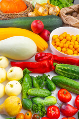 Fruits and vegetables autumn harvest, natural still life for healthy food