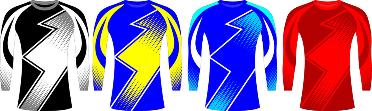 MMA Full Sleeve Rash Guards Mock Ups Vectors 