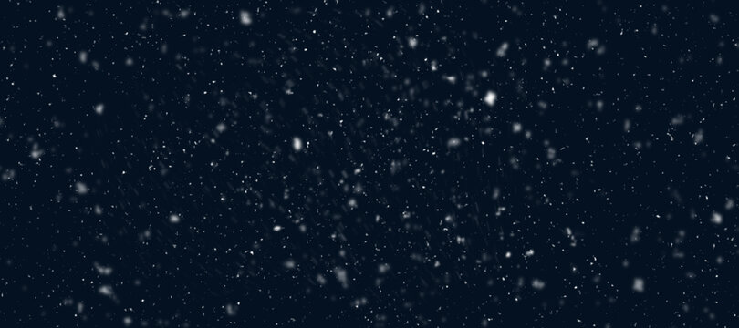 Heavy snowfall with real snowflakes.
Heavy snowfall with real snowflakes on black background. Illustration for winter scenes.
