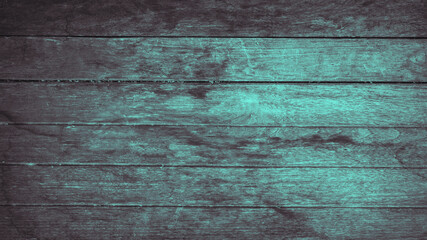 Wooden planks texture. Turquoise lighting. Background surface