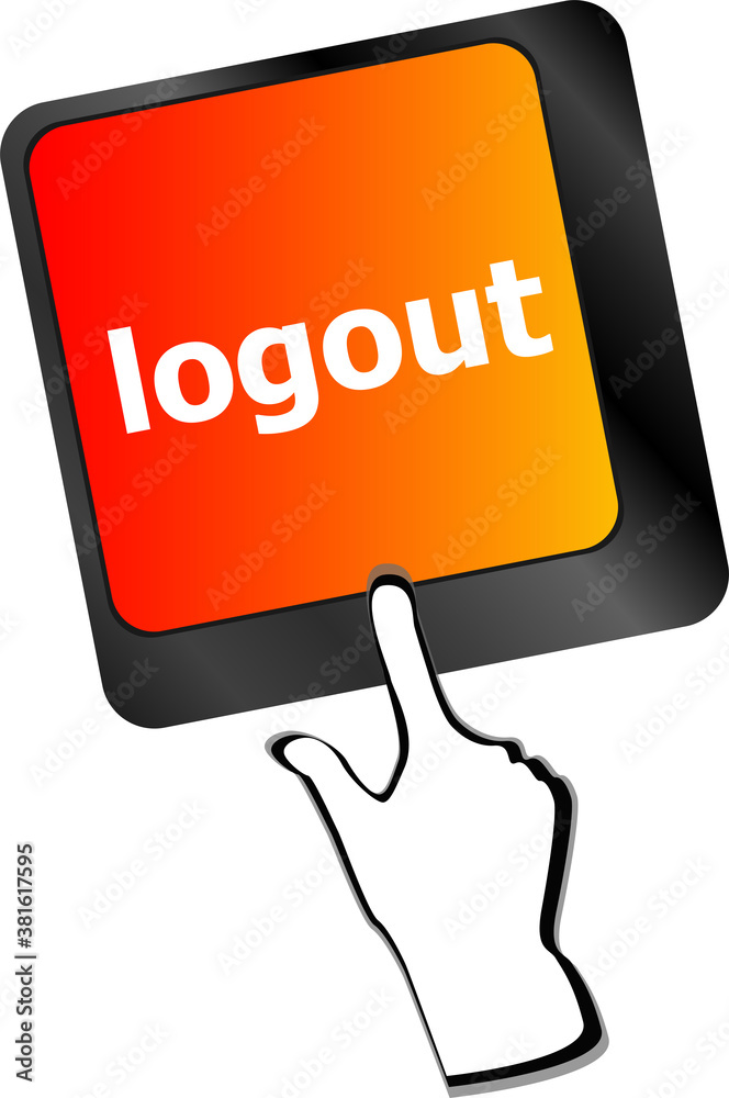 Poster logout word on computer keyboard button