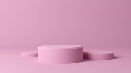 Pink showcase Podium composition, Scene to show products, 3D illustration