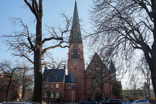 Berlin, Germany_18, February 2019_Winter View of Auen church(Evangelische Auenkirche Berlin).