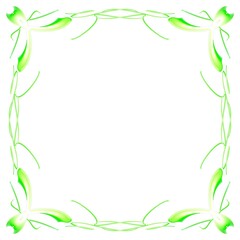 Fototapeta na wymiar Green frame on a white background. Border design illustration. White square frame with green border. Decorative Design.