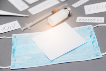 Syringe and vaccine. Coronavirus epidemic.