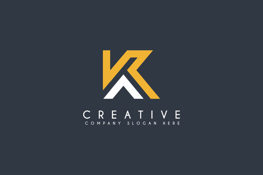 Initial letter K logo design vector illustration isolated on blue background